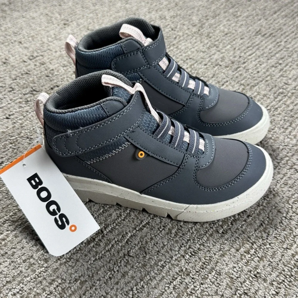 Bogs Youth Girls 13 Skyline Kicker Tall Sneaker Hook & Loop High Top Boot Grey
